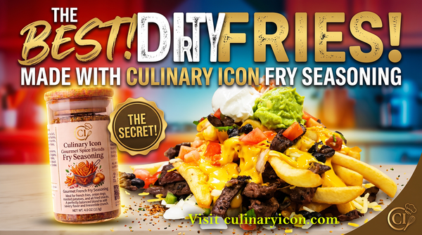 Loaded Flank Steak Dirty Fries with melted cheese guacamole sour cream and Culinary Icon Fry Seasoning
